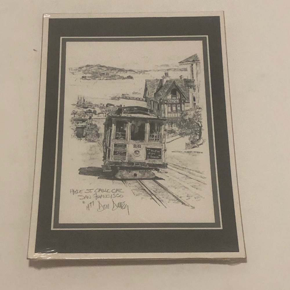 San Francisco Cable Car Art Print in Black & White